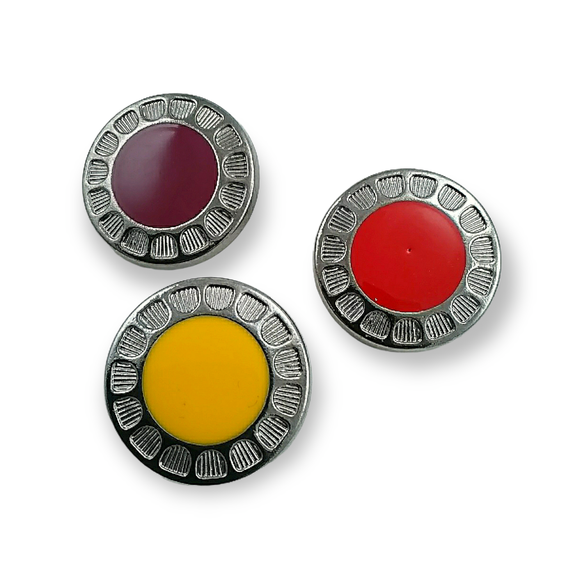 27 mm  - 48 boy Mineli Ayaklı Düğme Zamak Metal Kenar Desenli B 75