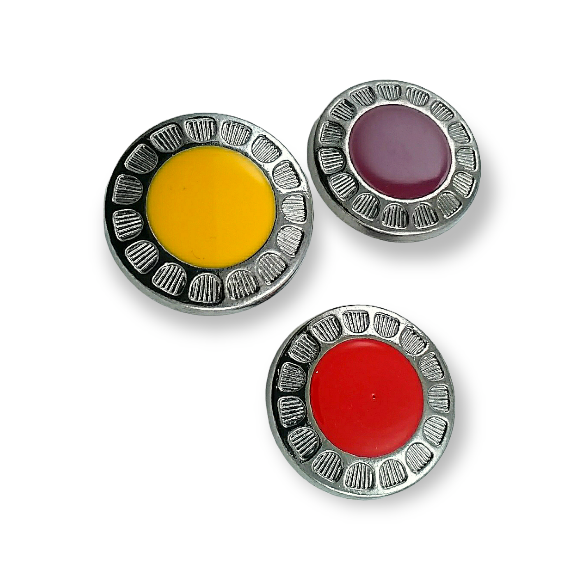 27 mm  - 48 boy Mineli Ayaklı Düğme Zamak Metal Kenar Desenli B 75