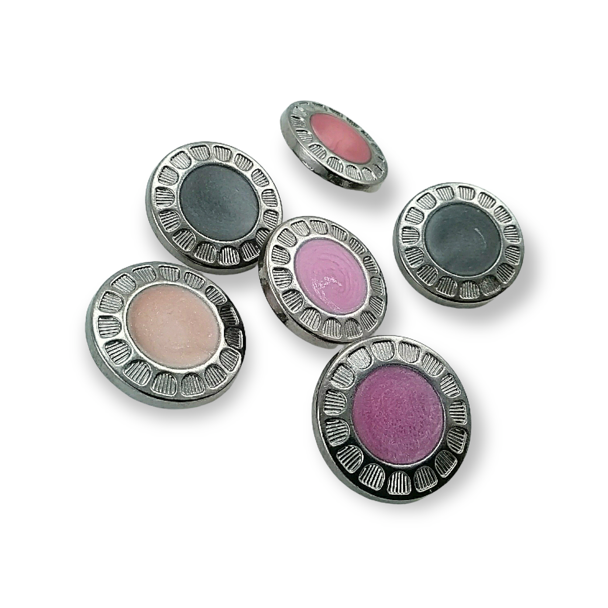 27 mm  - 48 boy Mineli Ayaklı Düğme Zamak Metal Kenar Desenli B 75