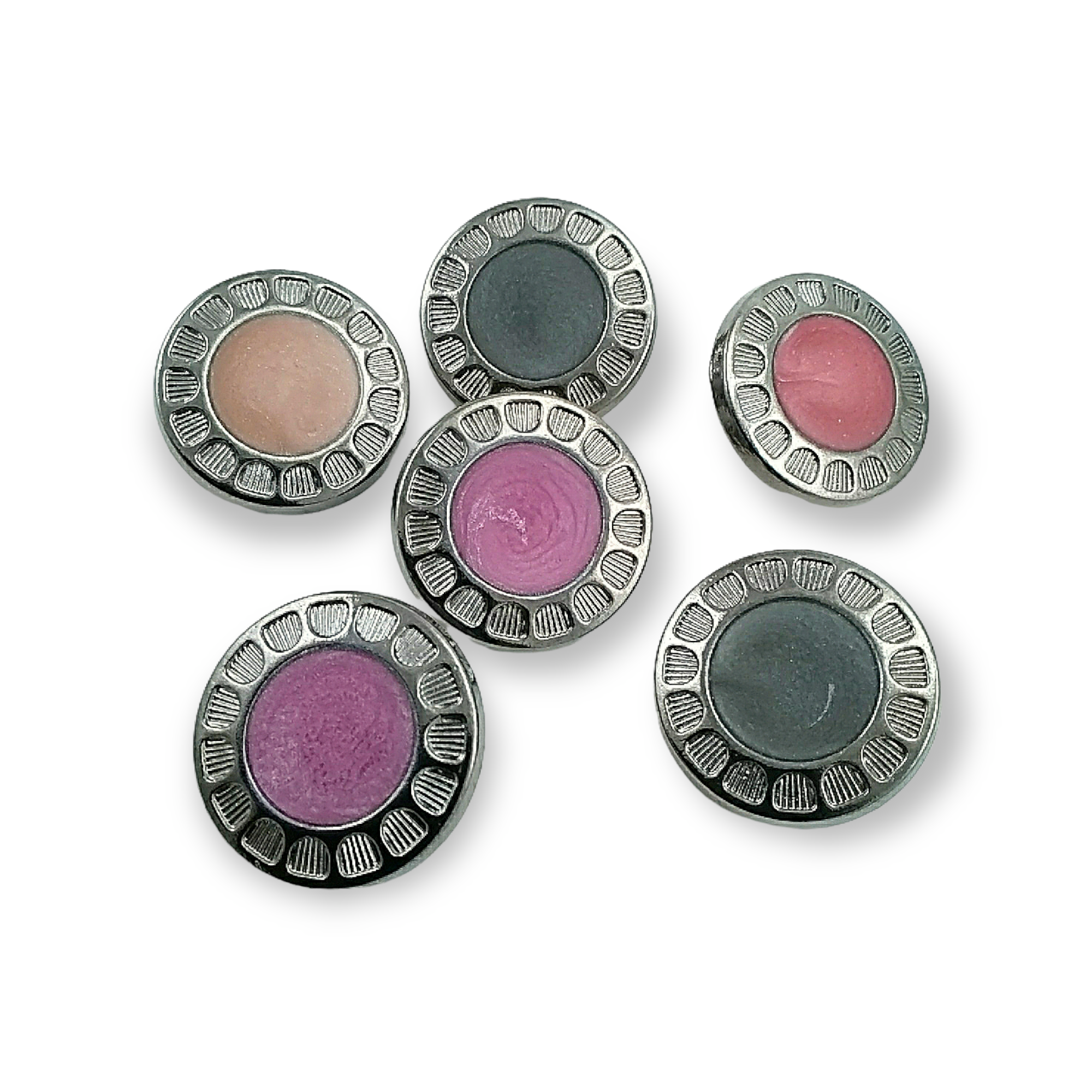 27 mm  - 48 boy Mineli Ayaklı Düğme Zamak Metal Kenar Desenli B 75