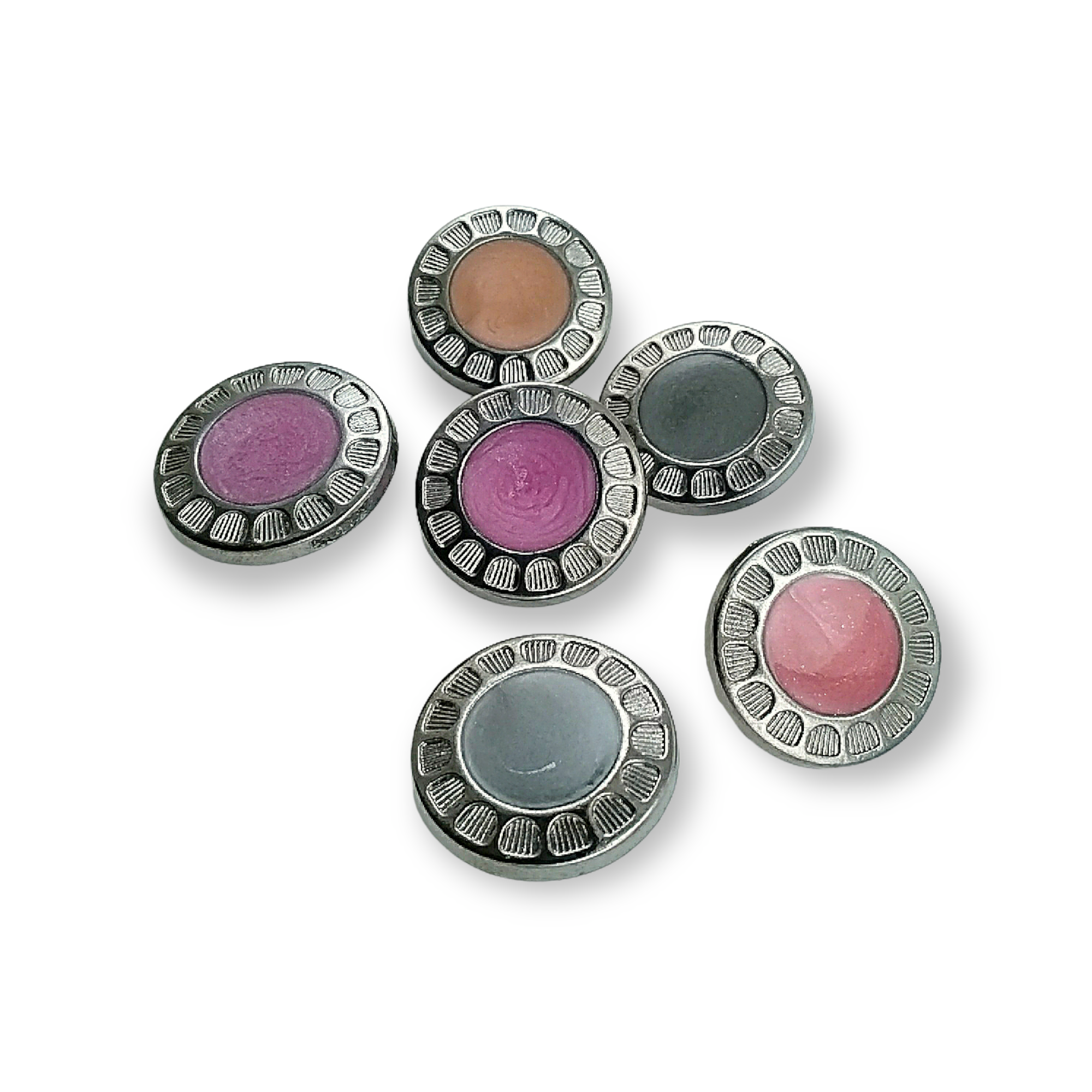 27 mm  - 48 boy Mineli Ayaklı Düğme Zamak Metal Kenar Desenli B 75