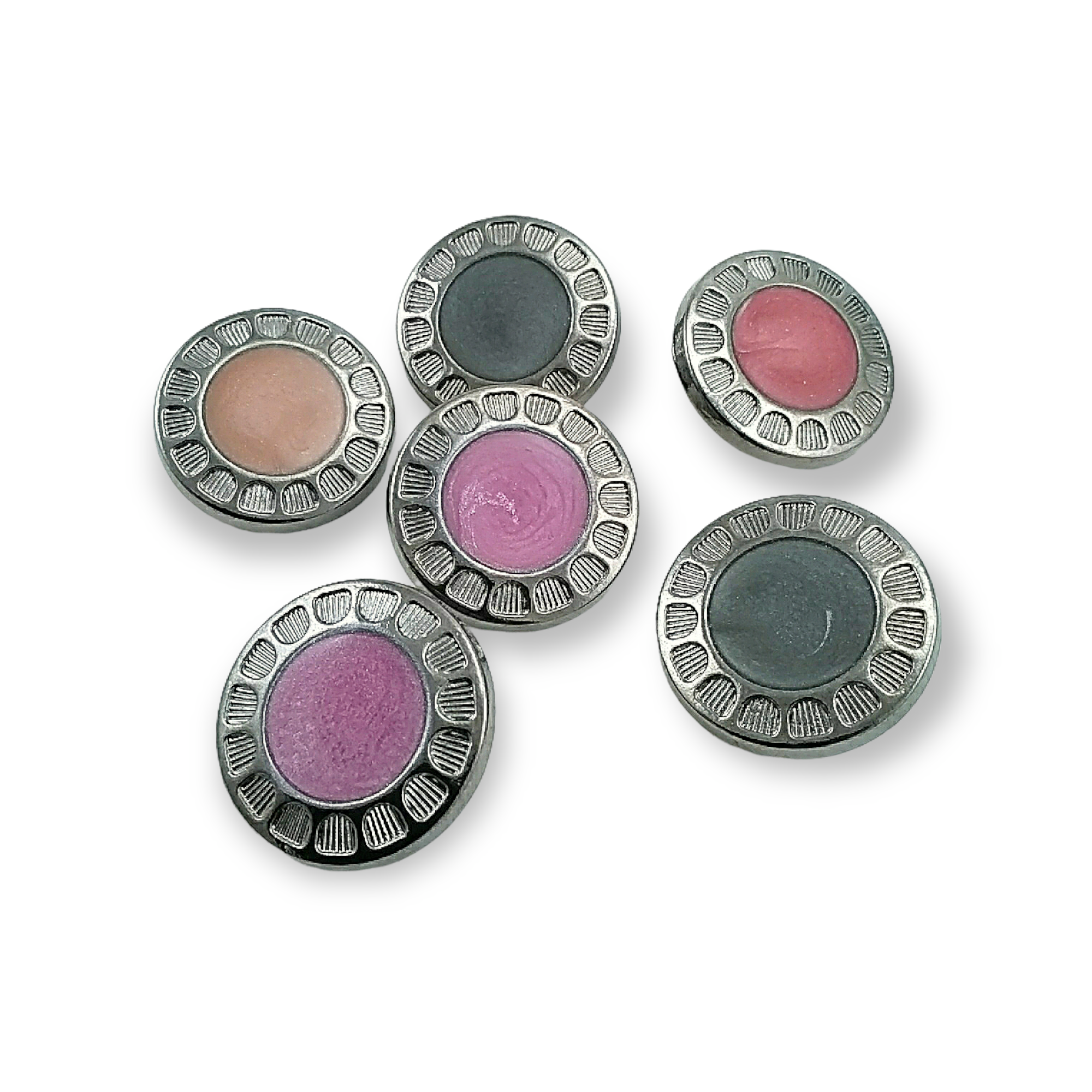 27 mm  - 48 boy Mineli Ayaklı Düğme Zamak Metal Kenar Desenli B 75