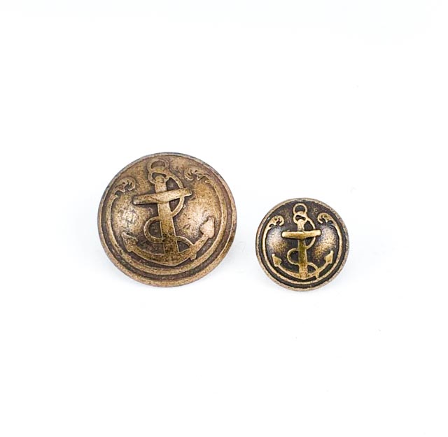 12 mm - 19 L  Ship Anchor Design Metal Shank Button E 1072
