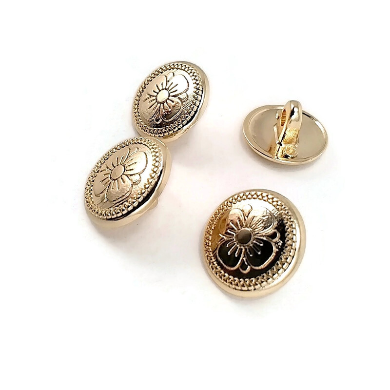 15 mm - 24 boy Papatya Desenli Alttan Dikme Metal Düğme E 114