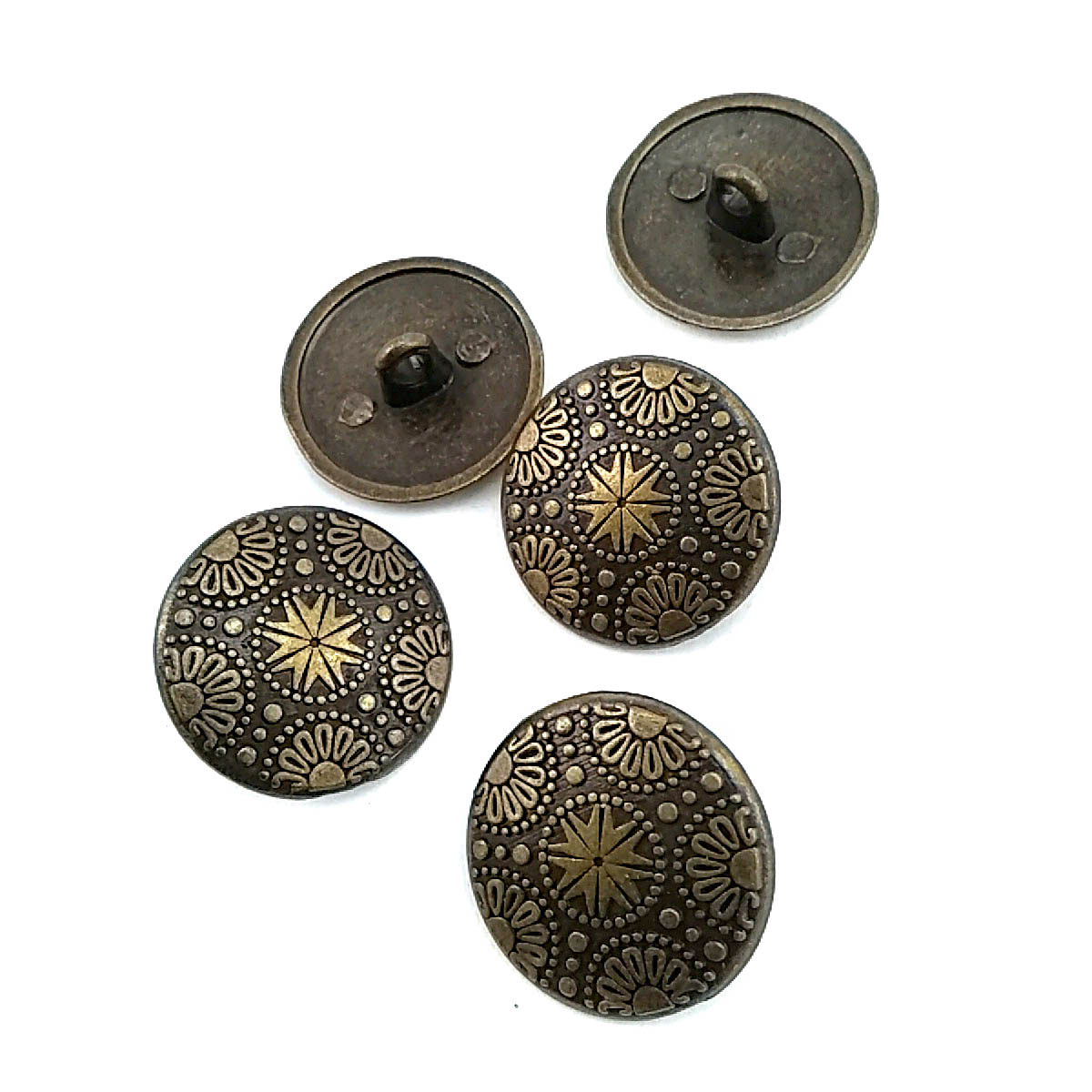20 mm - 32boy Motif Desenli Alttan Dikme Metal Düğme E 115
