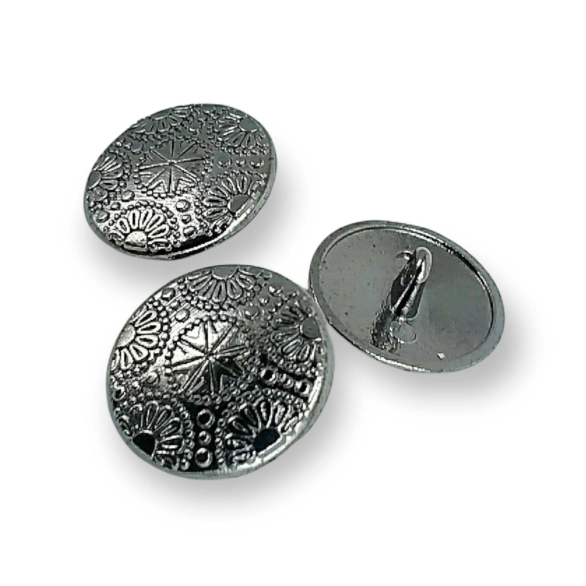 20 mm - 32boy Motif Desenli Alttan Dikme Metal Düğme E 115