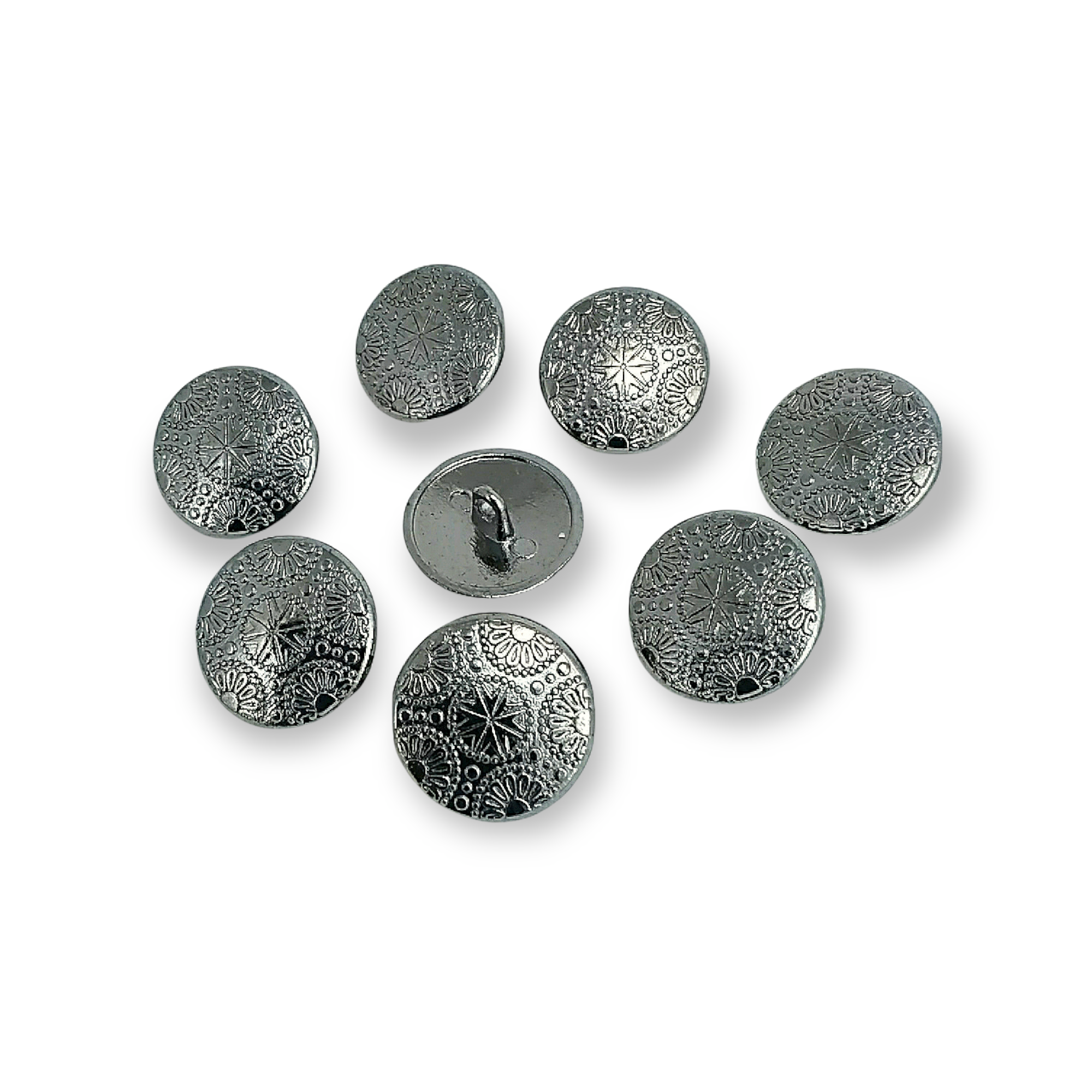 20 mm - 32boy Motif Desenli Alttan Dikme Metal Düğme E 115