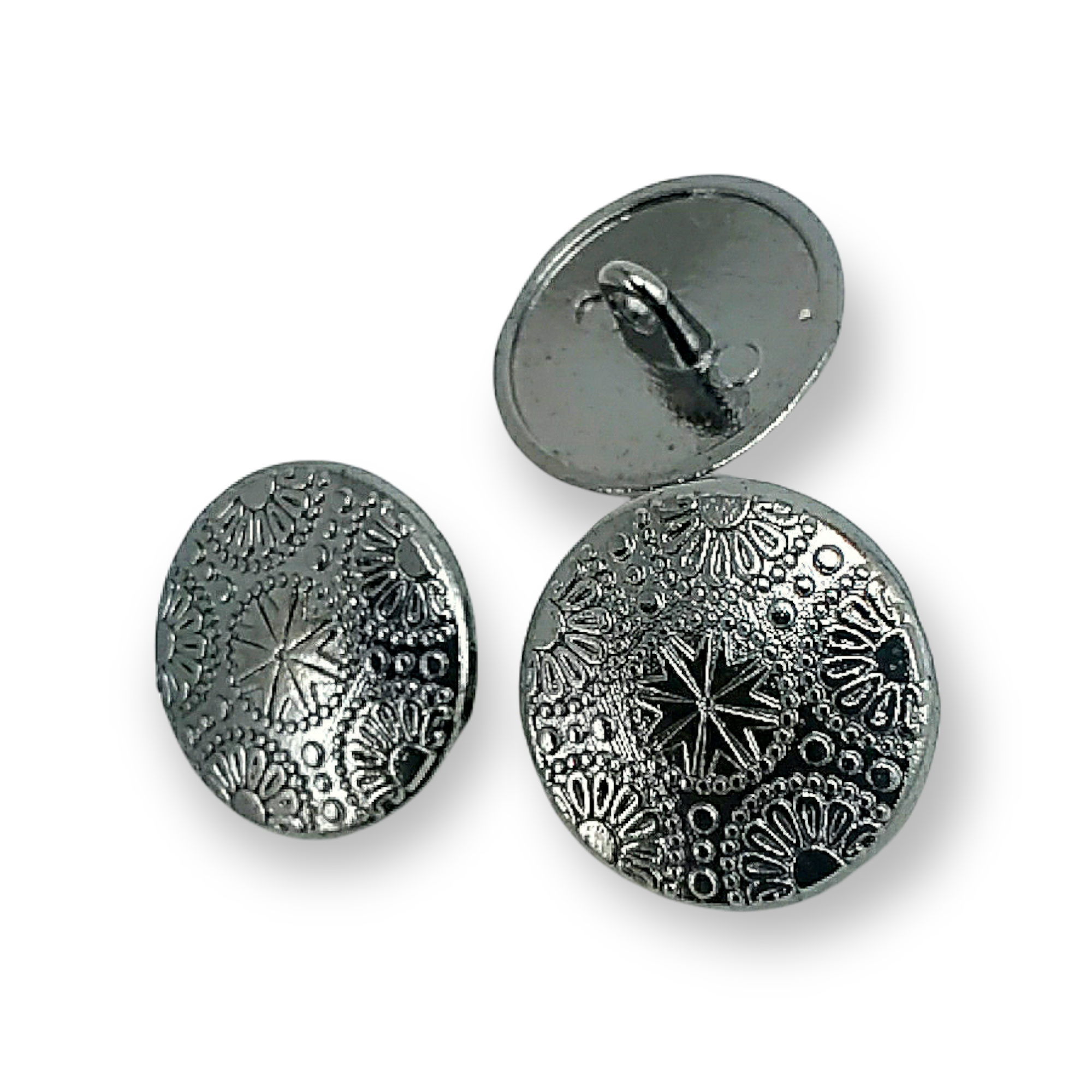 20 mm - 32boy Motif Desenli Alttan Dikme Metal Düğme E 115