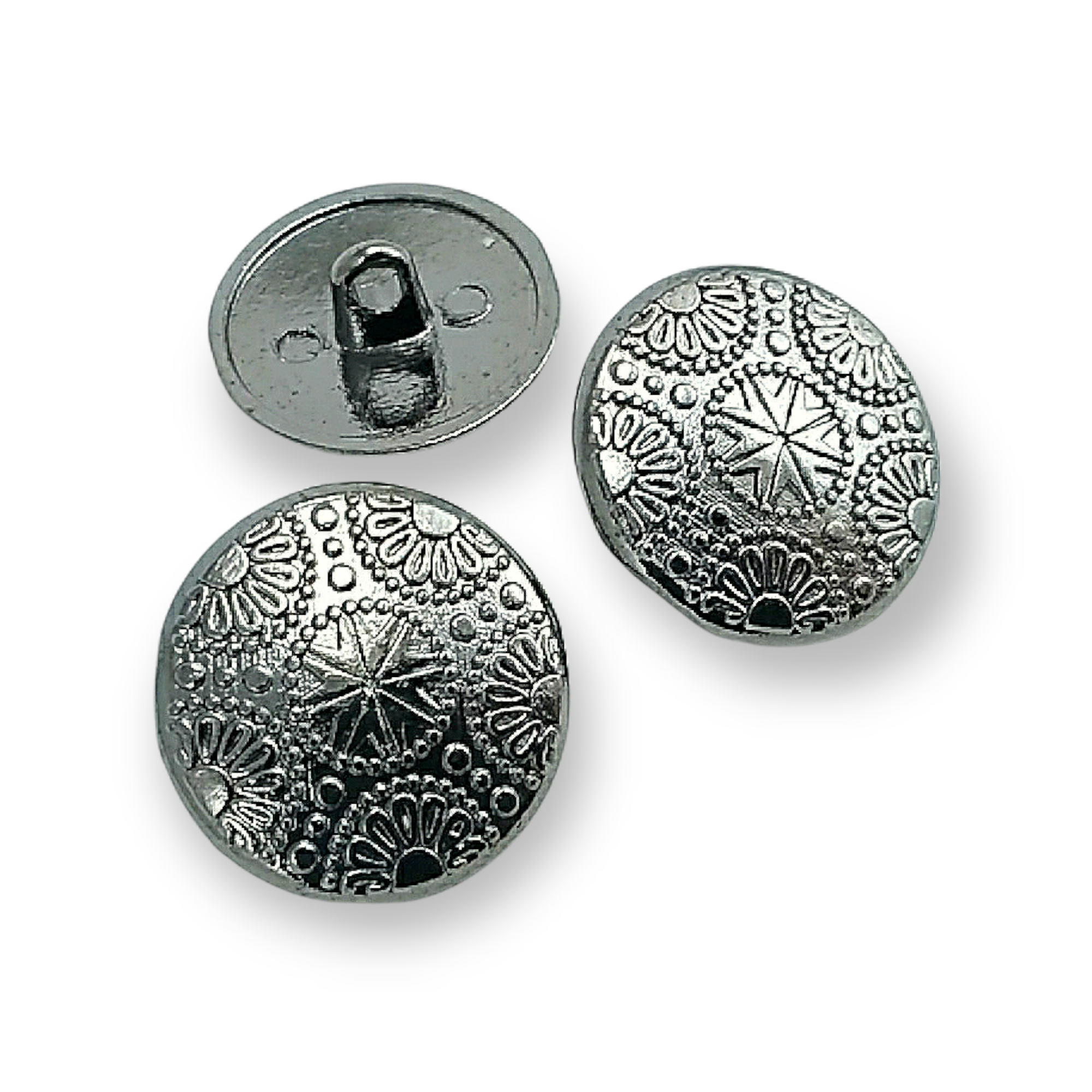 20 mm - 32boy Motif Desenli Alttan Dikme Metal Düğme E 115