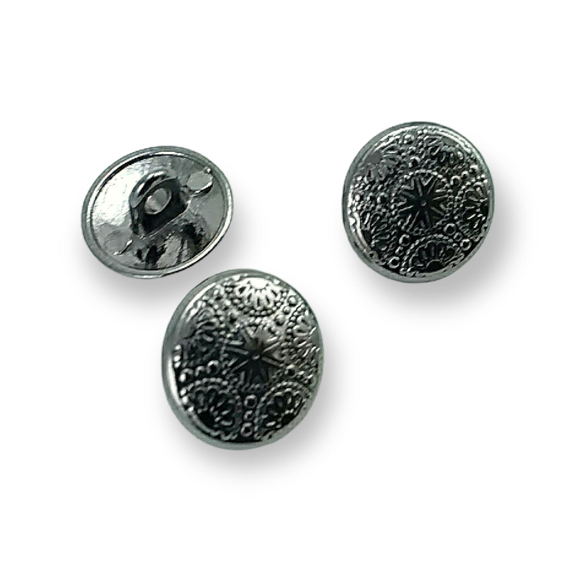 15 mm - 24 L Metal Cufflinks Shank Button Motif Patterned E 116