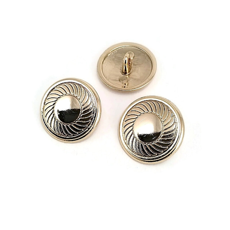 20 mm - 32 L Classic Patterned Metal Shank Button E 117