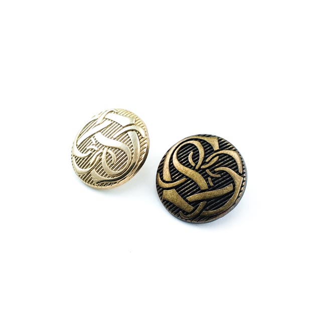 Patterned metal jacket shank button 20 mm - 31 size E 212