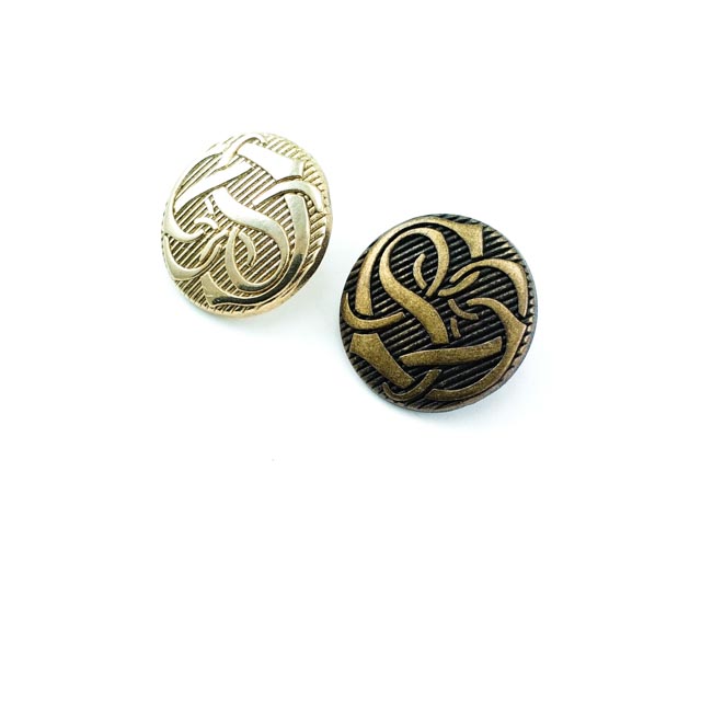Patterned metal jacket shank button 20 mm - 31 size E 212
