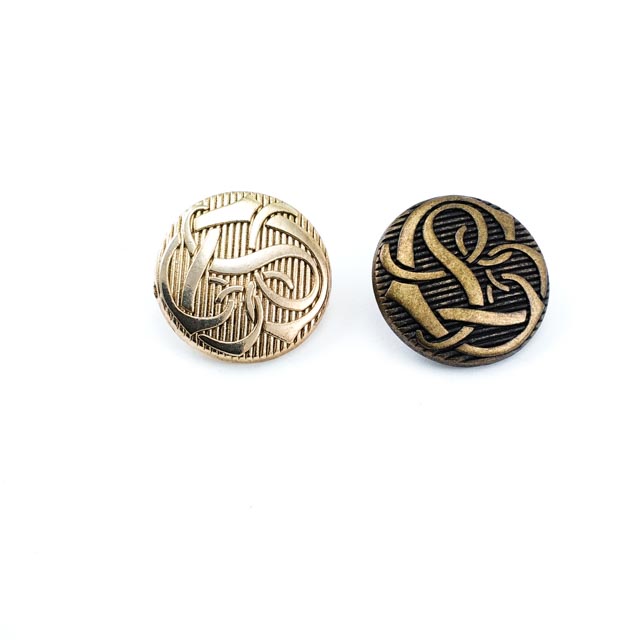 Patterned metal jacket shank button 20 mm - 31 size E 212
