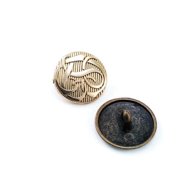 Patterned metal jacket shank button 20 mm - 31 size E 212