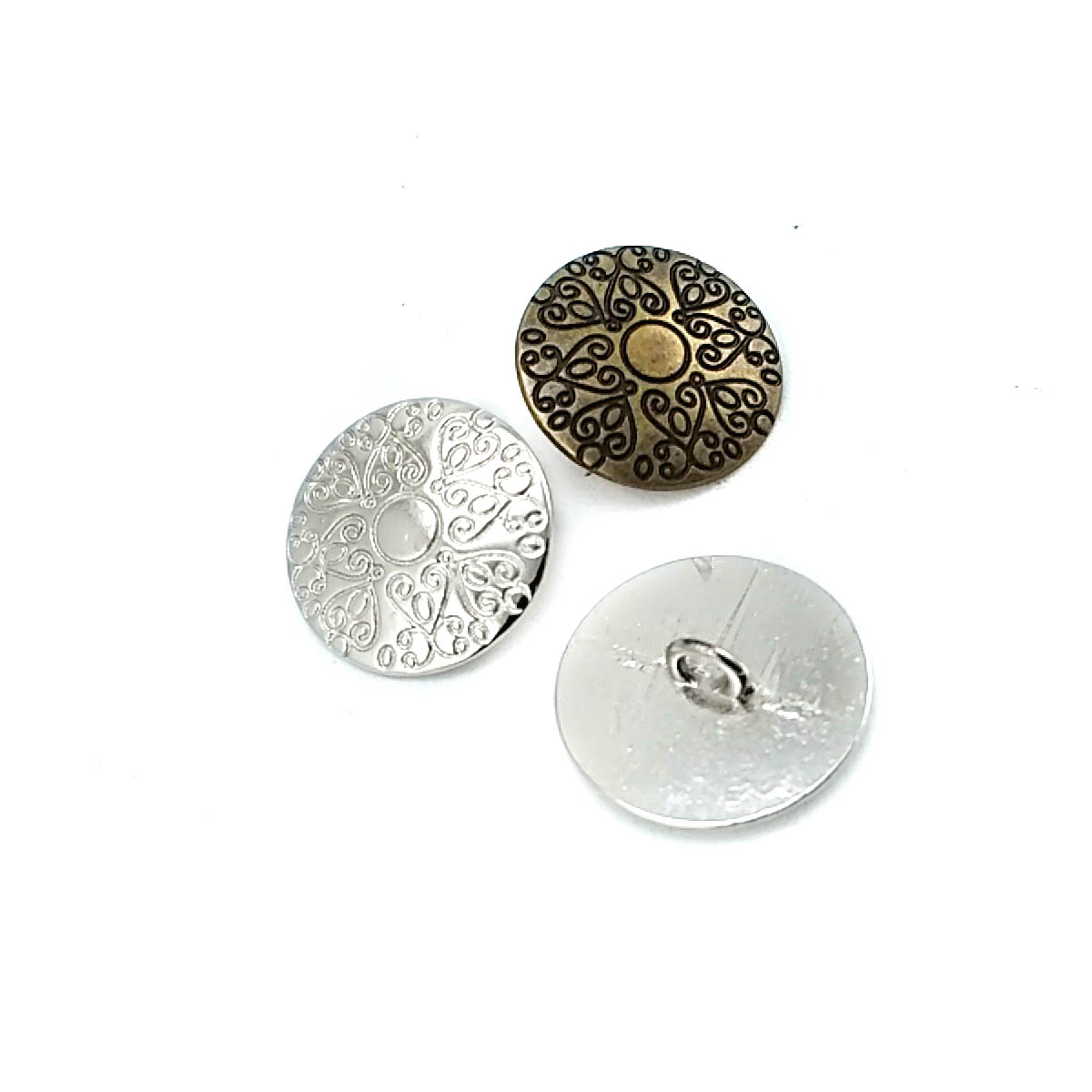 22,5 mm 36 boy Motif Desenli Ceket ve Mont Ayaklı Düğme Metal E 378