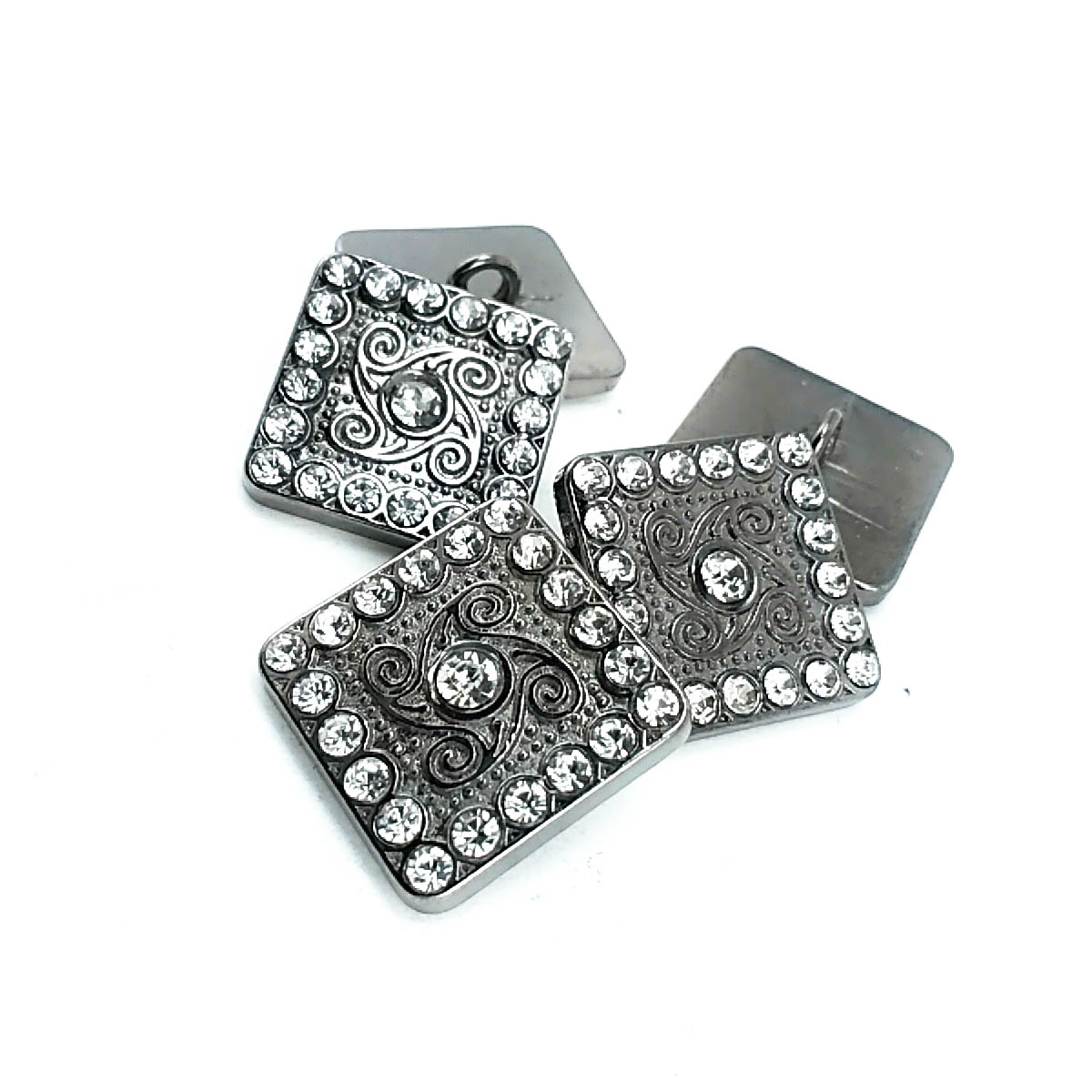 Cam taşlı kare ceket düğmesi 19 x 19 mm E 418