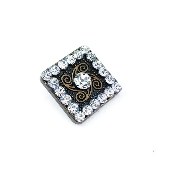 Cam taşlı kare ceket düğmesi 19 x 19 mm E 418