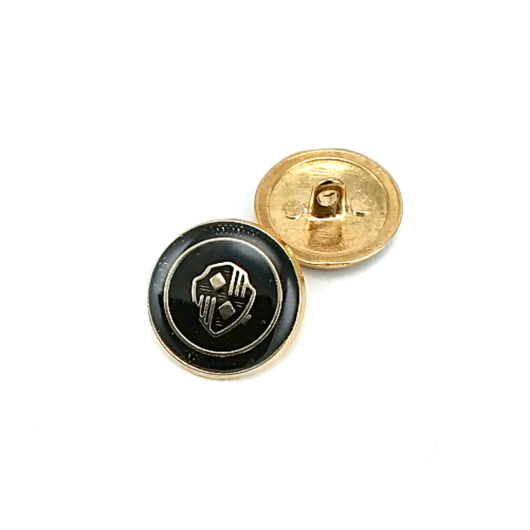 21 mm - 32 L  Blazer Jacket Button Black Enameled Shield Pattern E 965