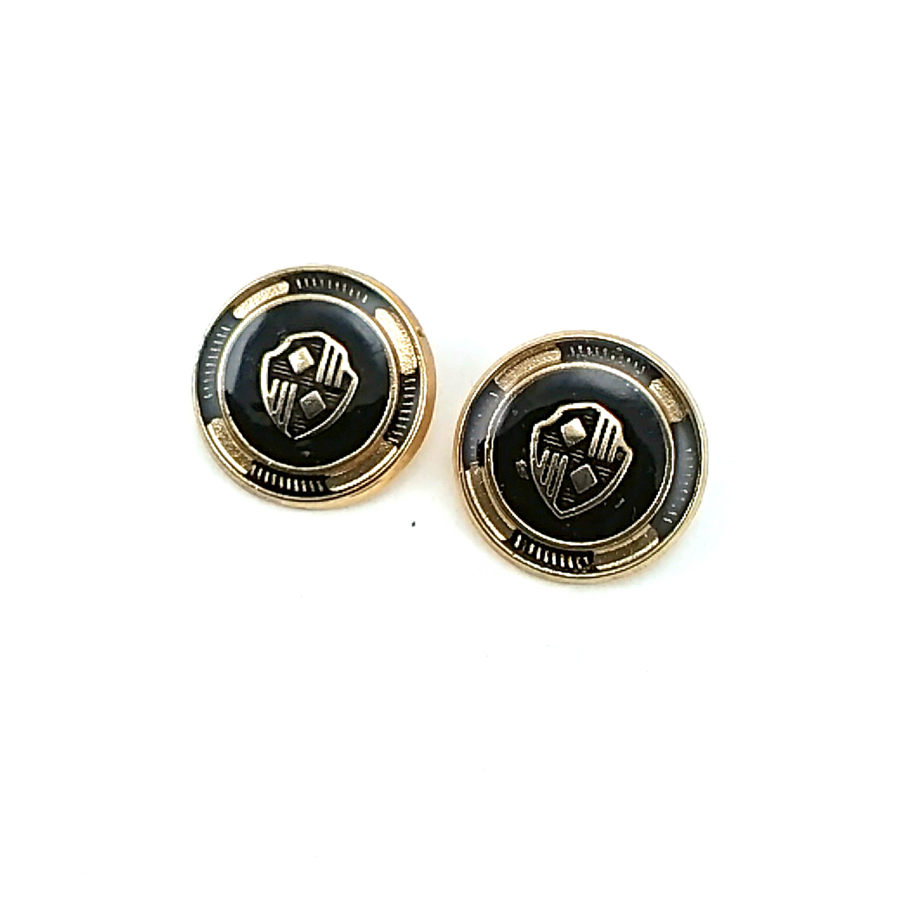 21 mm - 32 L Black Enamel Shield Pattern Blazer Jacket Button E 965 V2
