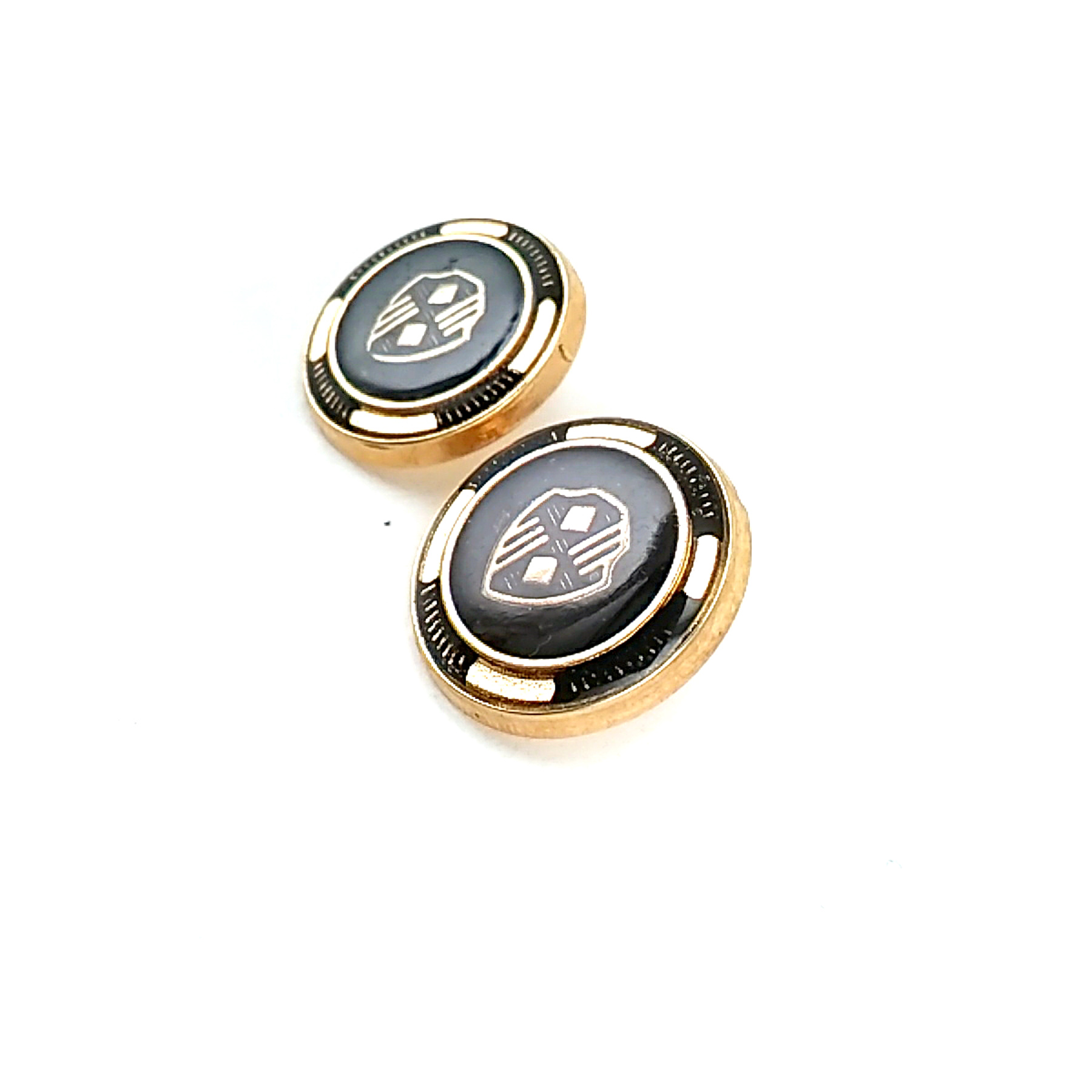 21 mm - 32 L Black Enamel Shield Pattern Blazer Jacket Button E 965 V2
