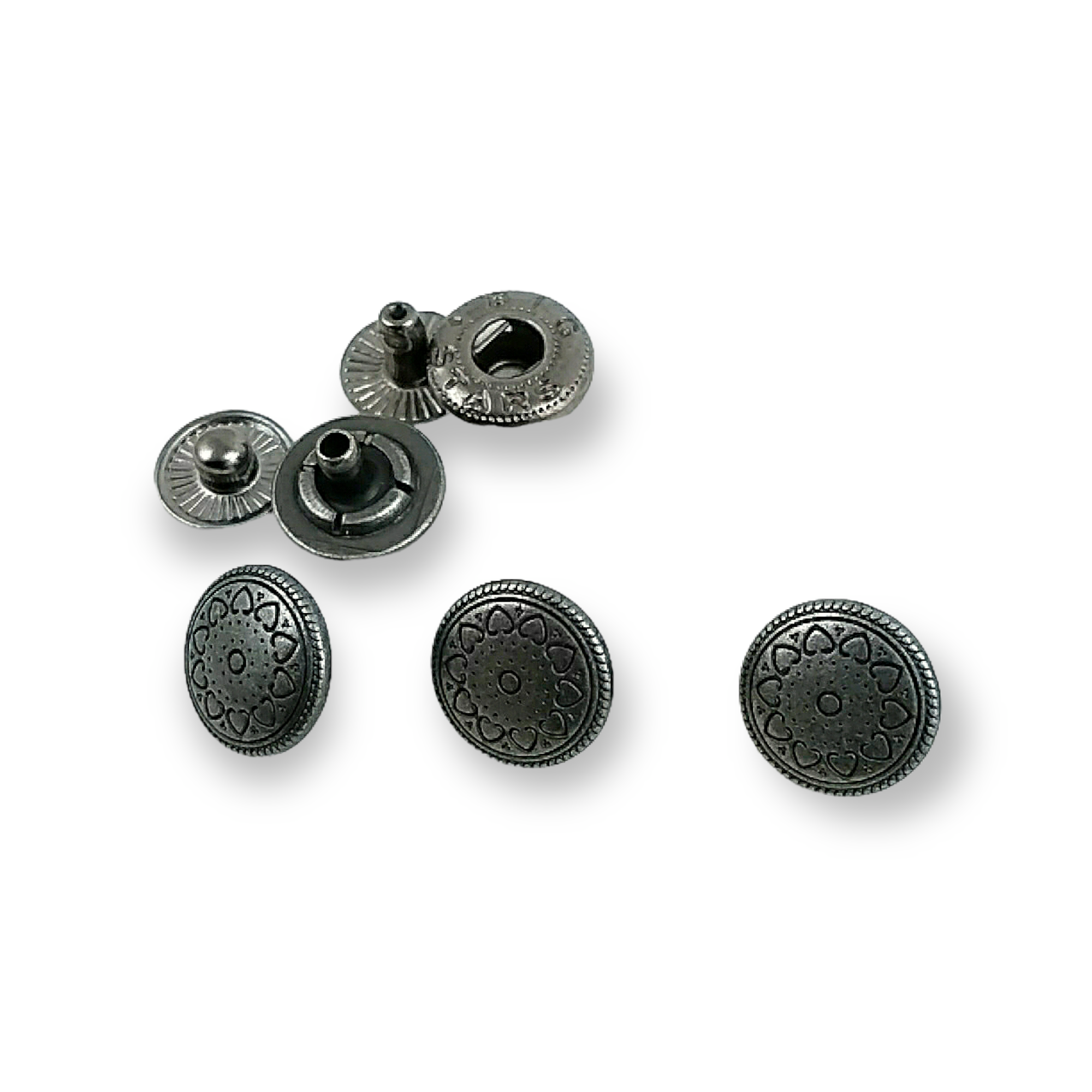 12 mm - 18 L  Heart Pattern Snap fasteners for Clothes E 1180