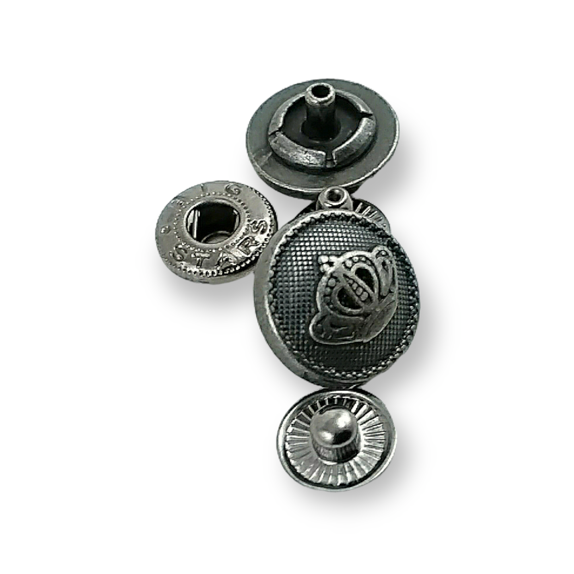 15 mm - 24 boy Taç Logolu Zamak Çıtçıt Düğme E 1467