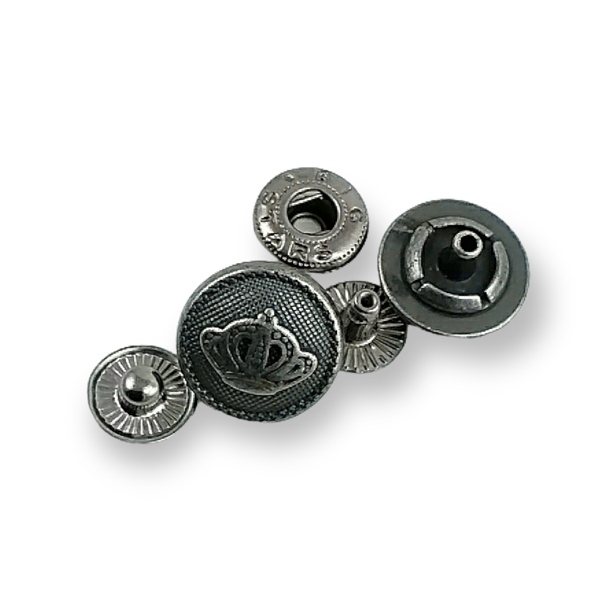 15 mm - 24 boy Taç Logolu Zamak Çıtçıt Düğme E 1467