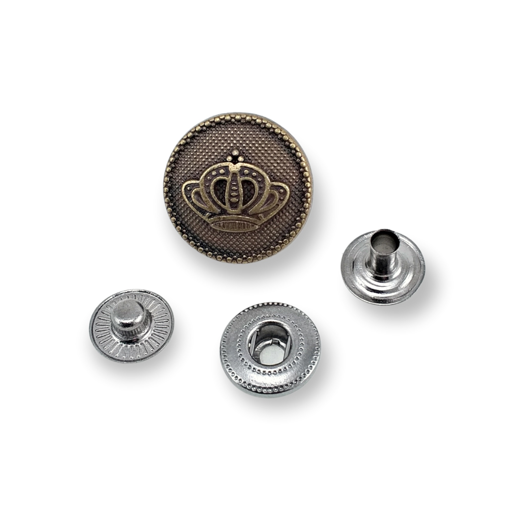 15 mm - 24 boy Taç Logolu Zamak Çıtçıt Düğme E 1467