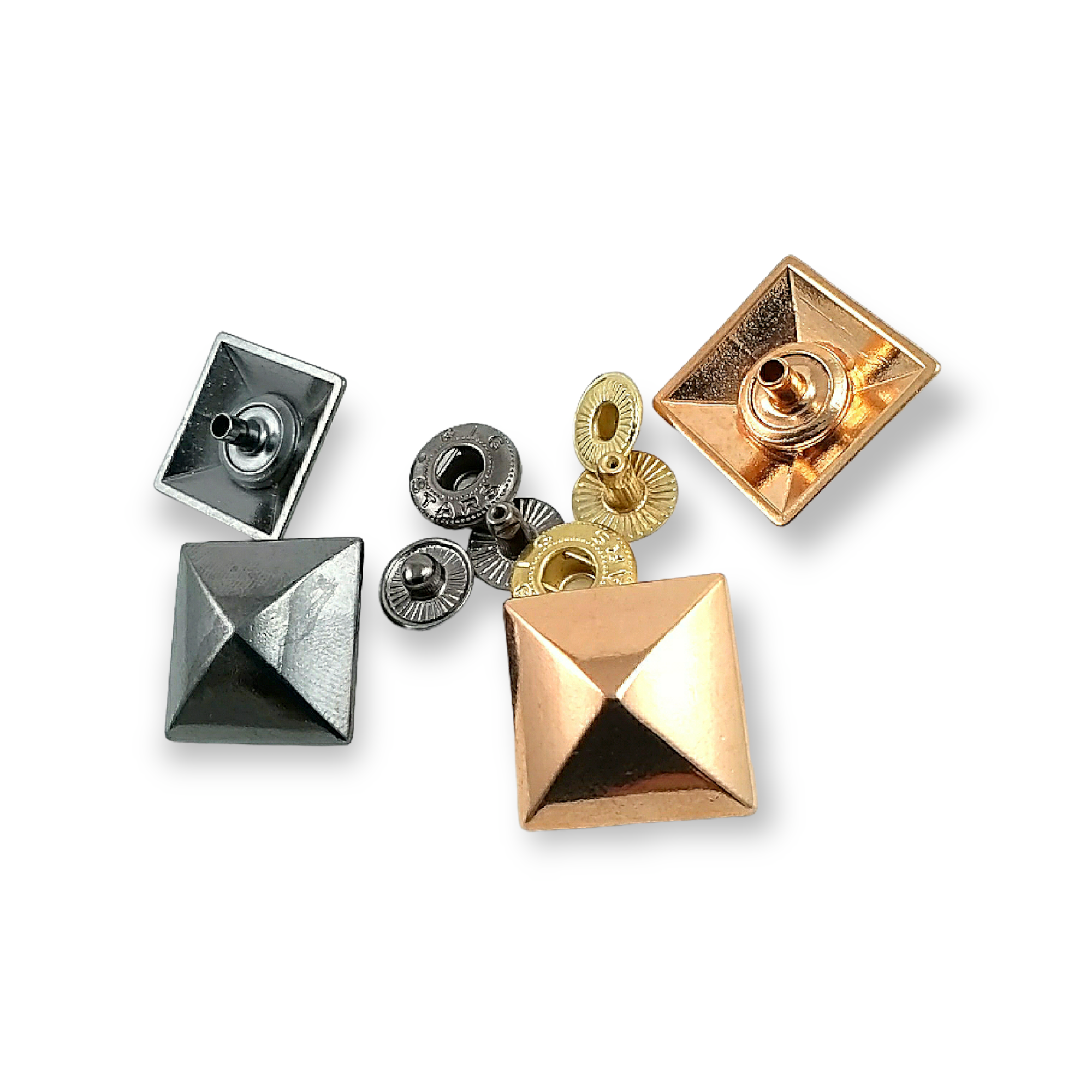 24x24 mm Pyramid Shape Snap Fasteners Button E 1696