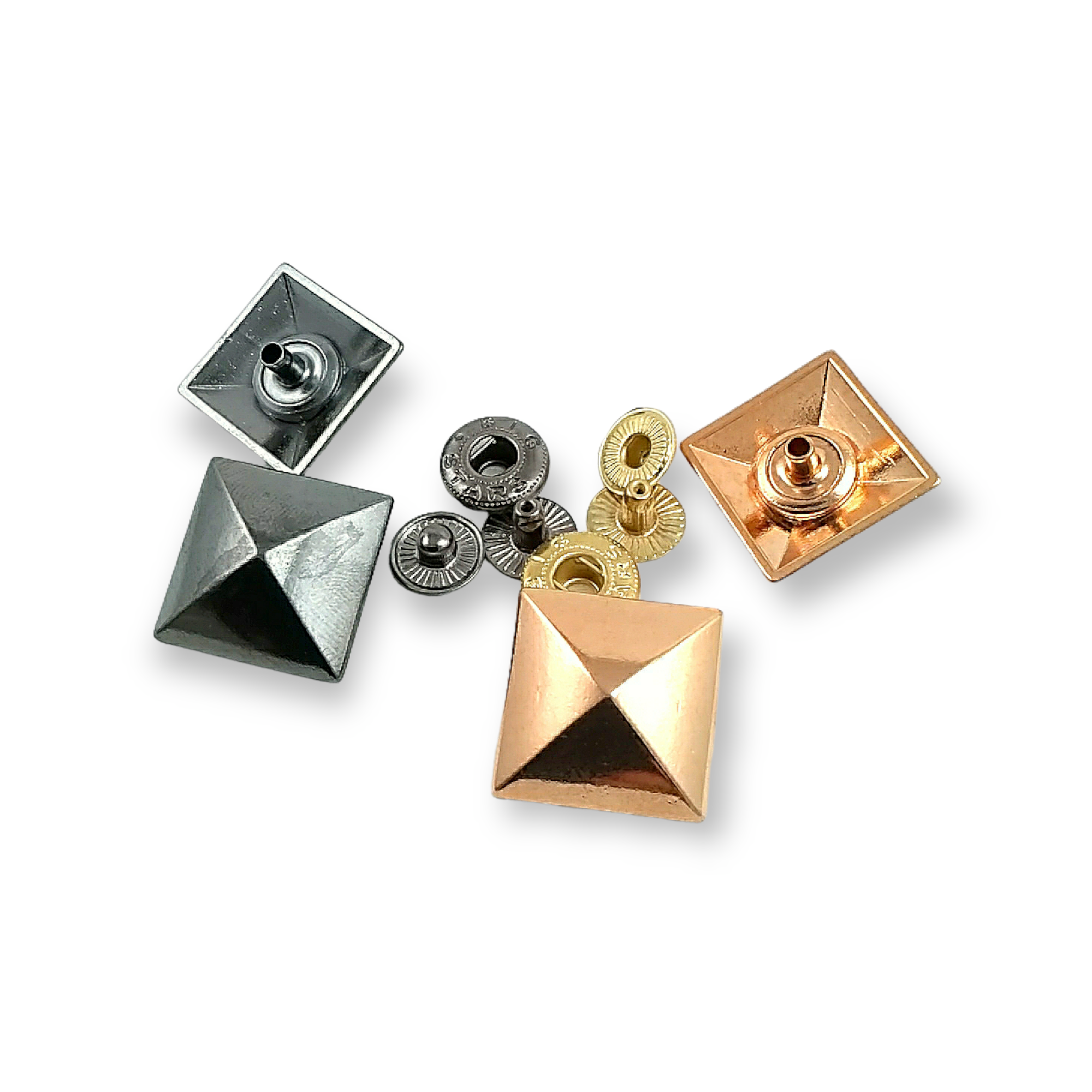 19 x 19 mm Pyramid Shape Snap Fasteners Button E 1697