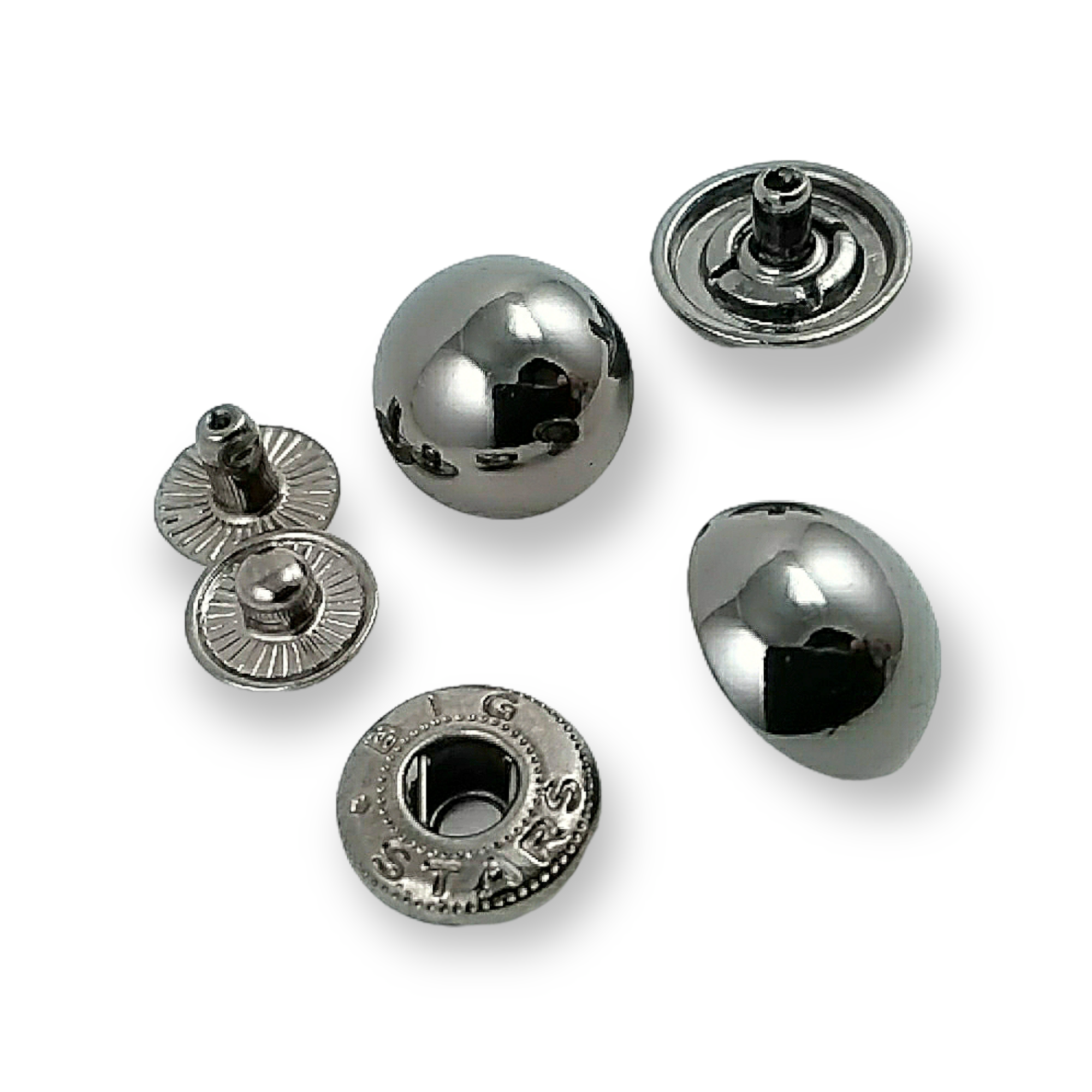 15 mm - 20 boy Çıtçıt Düğme Top Düğme Metal E 204