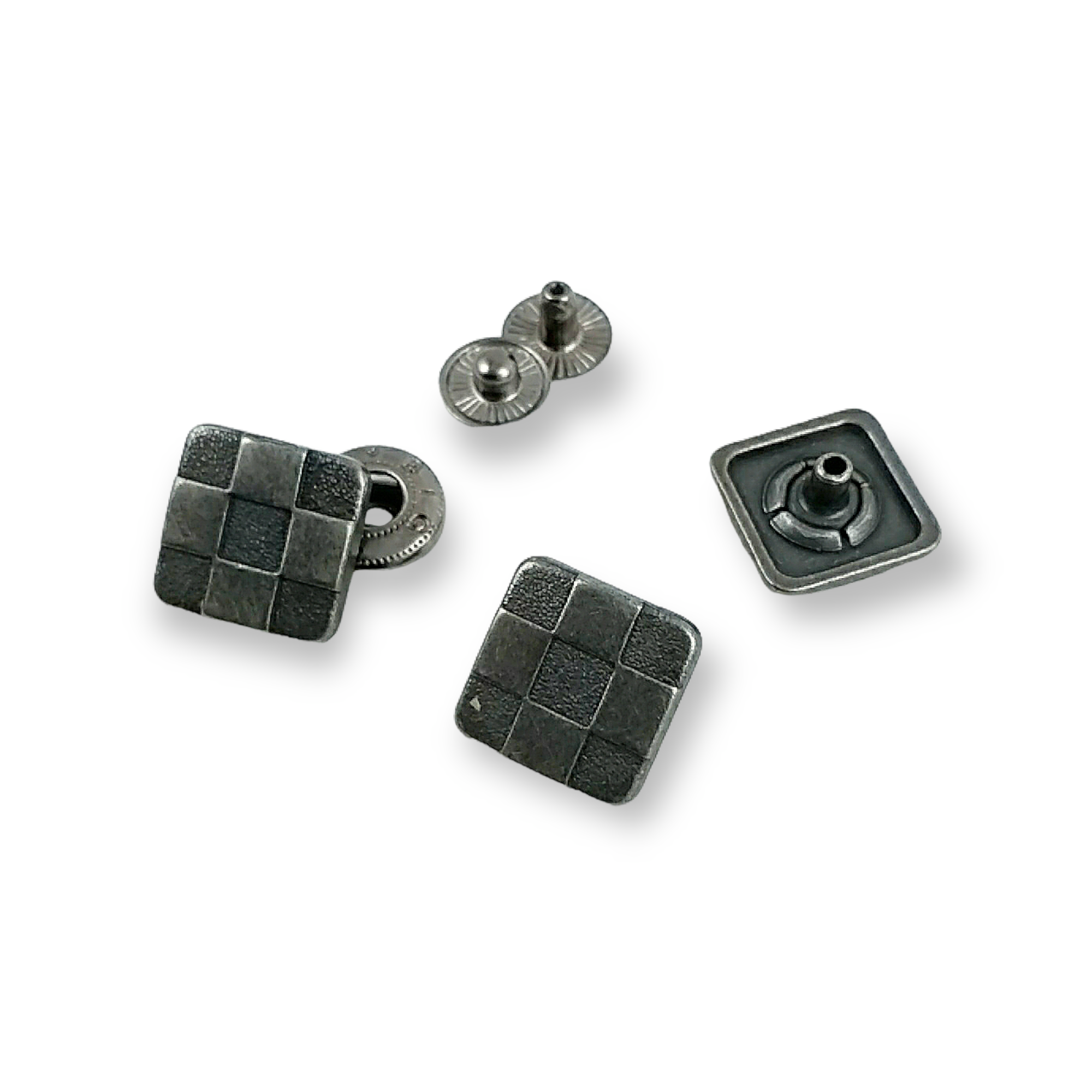 15 x 15 mm Çıtçıt Düğme Kare Domino Desen E 293