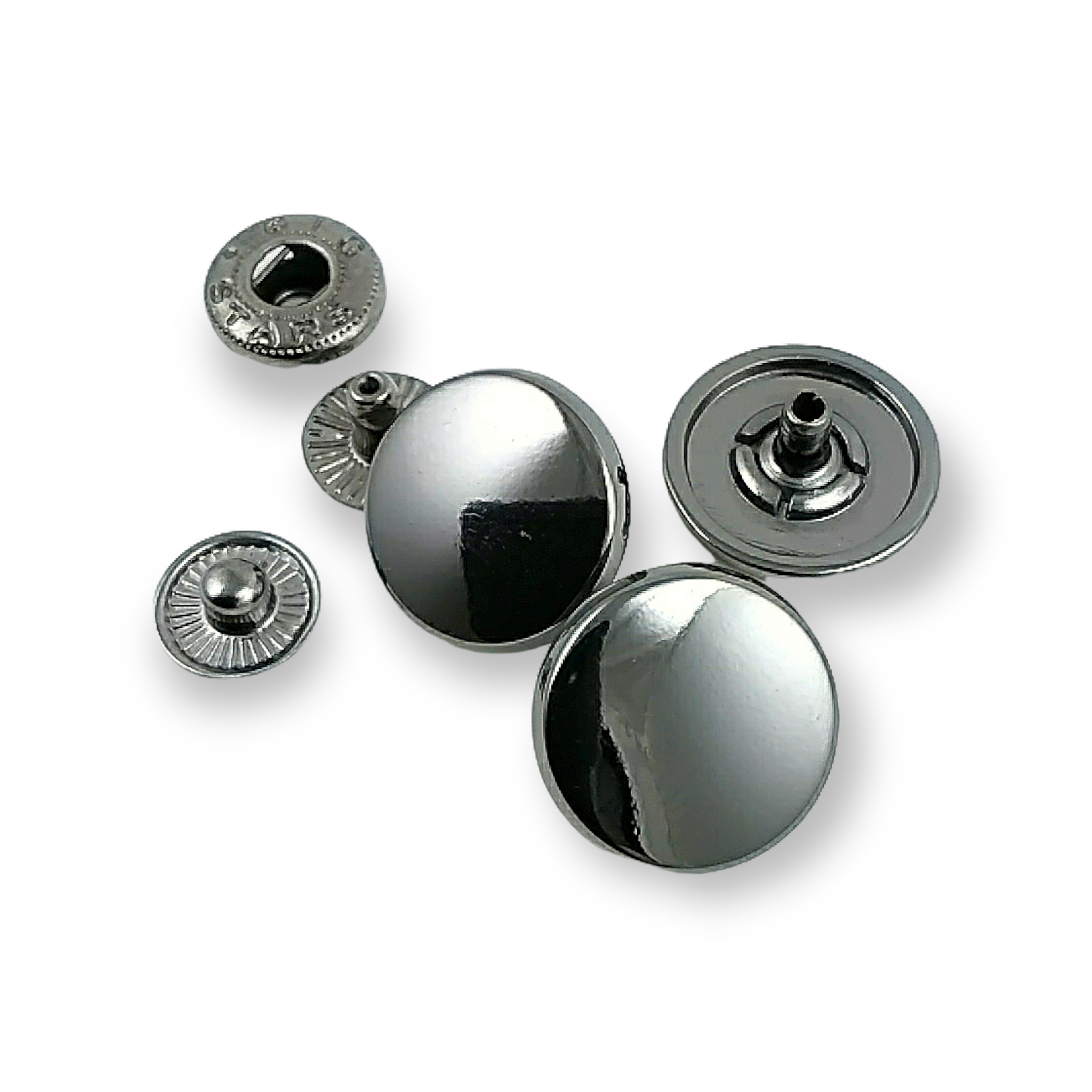 16 mm - 26 boy Düz Çıtçıt Düğme Hafif Bombeli Çıtçıt Düğme E 472
