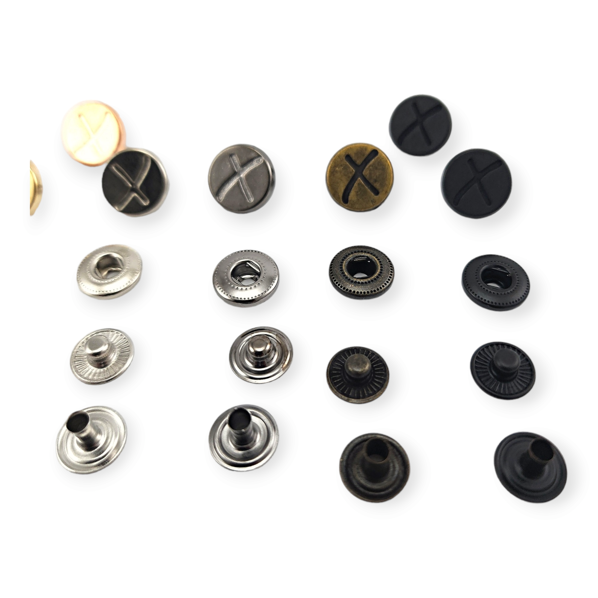 15 mm 27 L X Patterned Metal Snap Fasteners Button E 521
