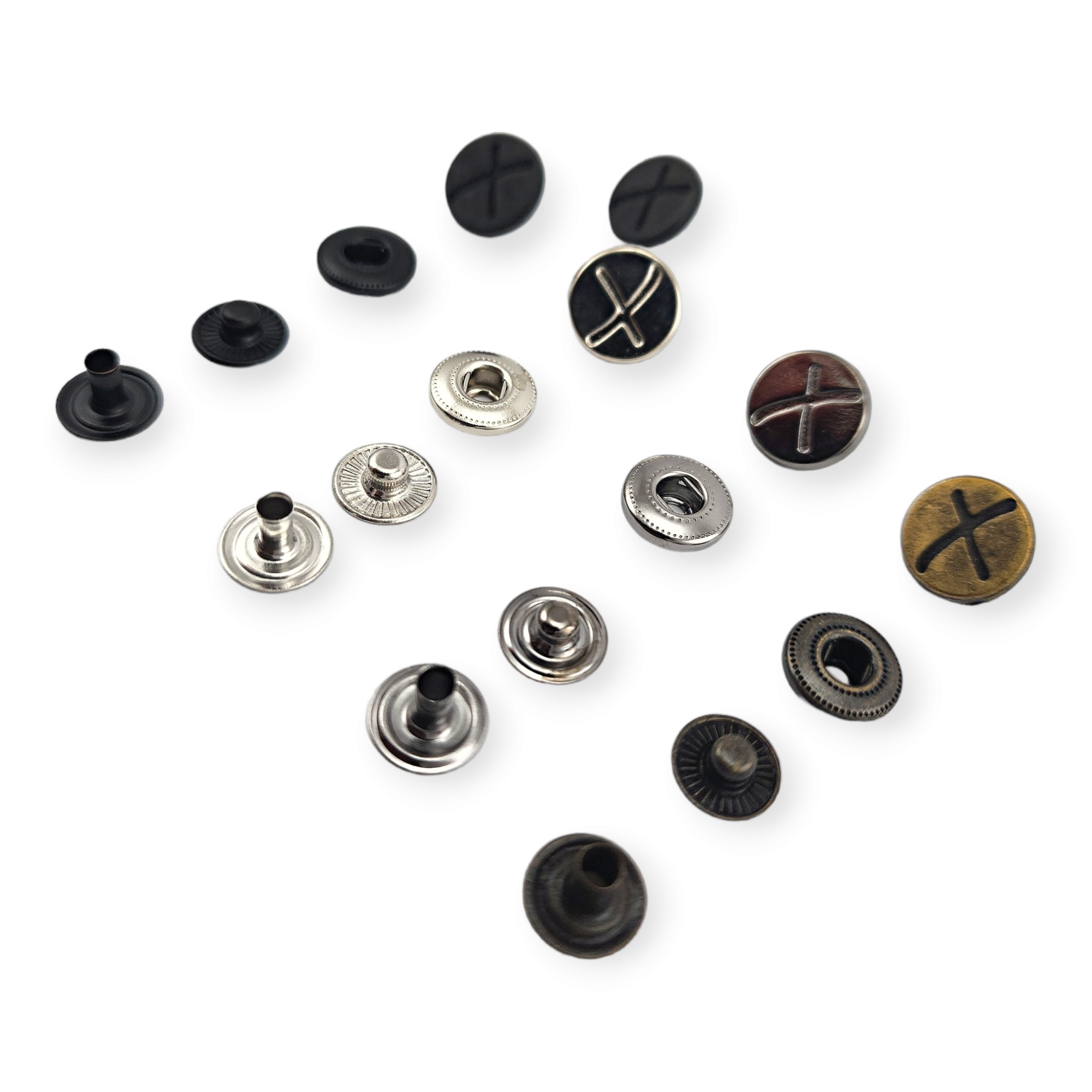 15 mm 27 L X Patterned Metal Snap Fasteners Button E 521