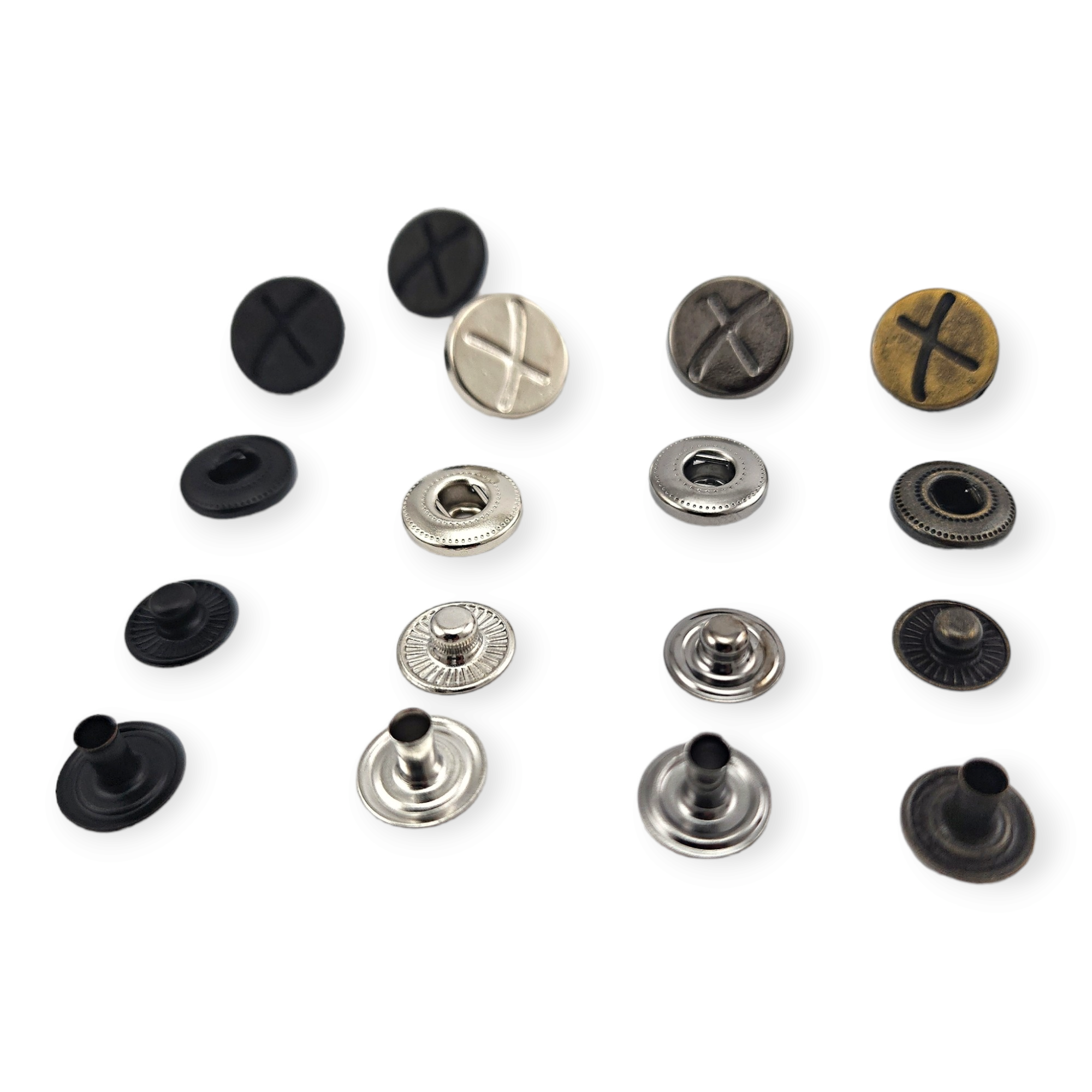 15 mm 27 L X Patterned Metal Snap Fasteners Button E 521