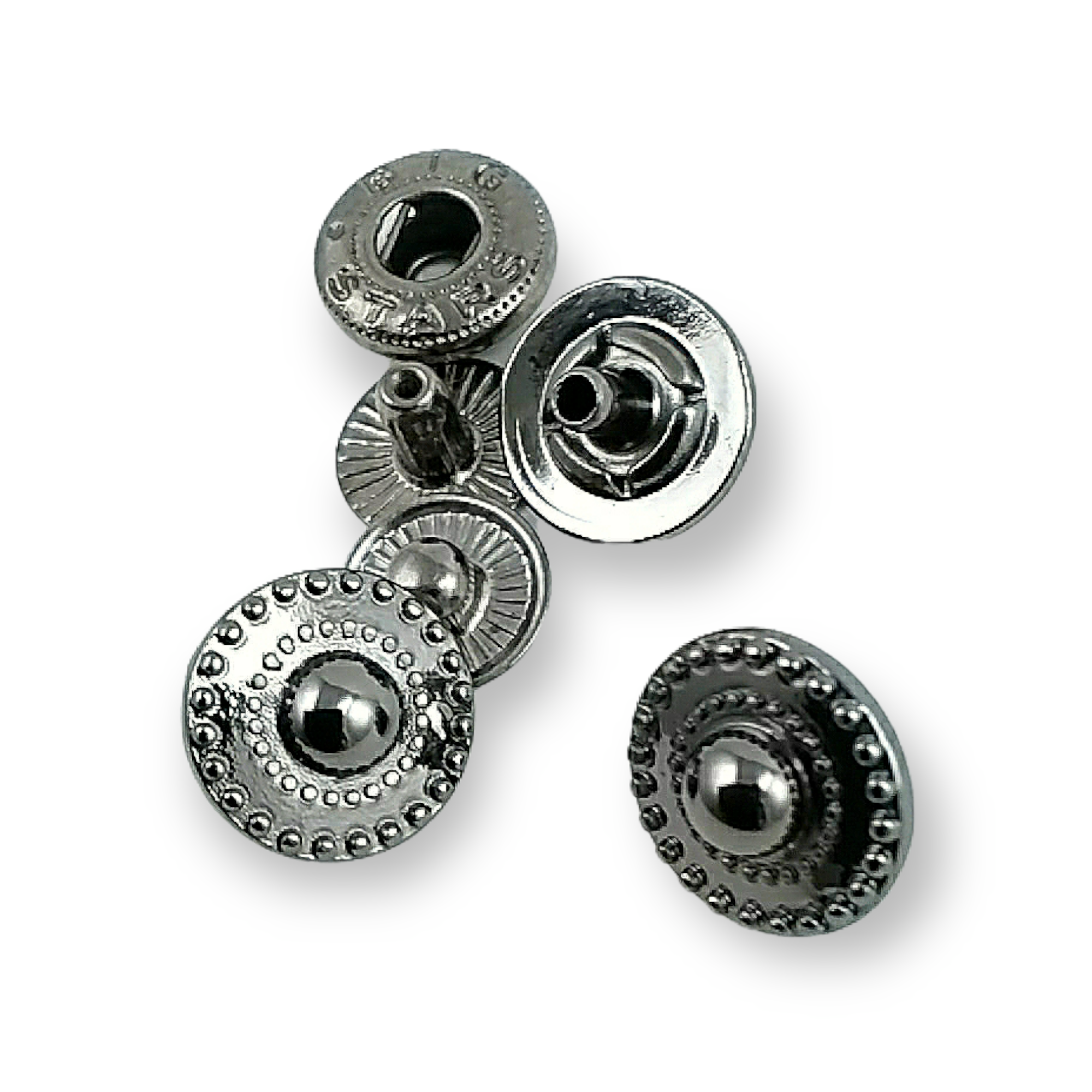 12 mm - 18 L Patterned Zamak Snap Fasteners Button E 768
