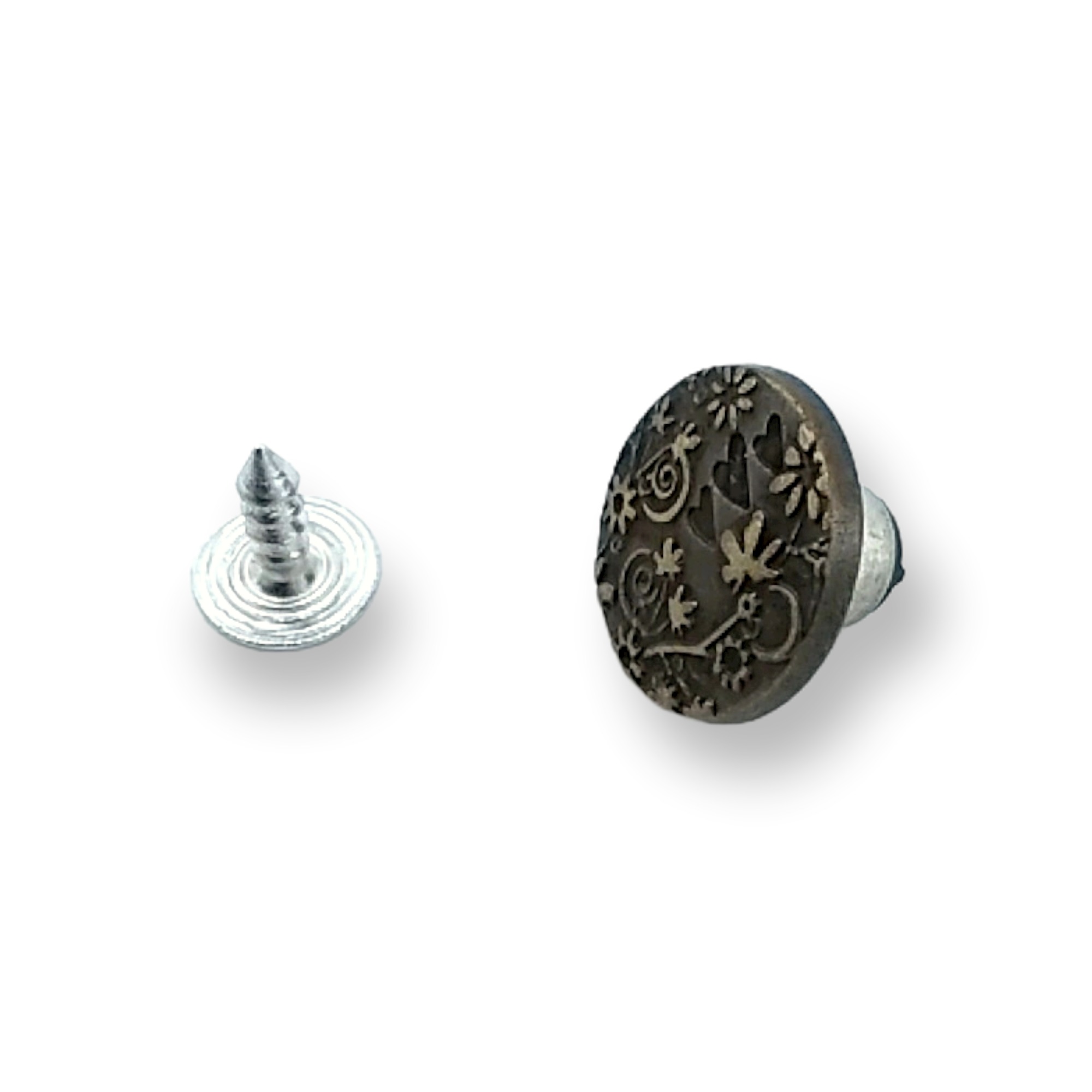 15 mm 24 L  Flower and Heart Patterned Jeans Button E 1228