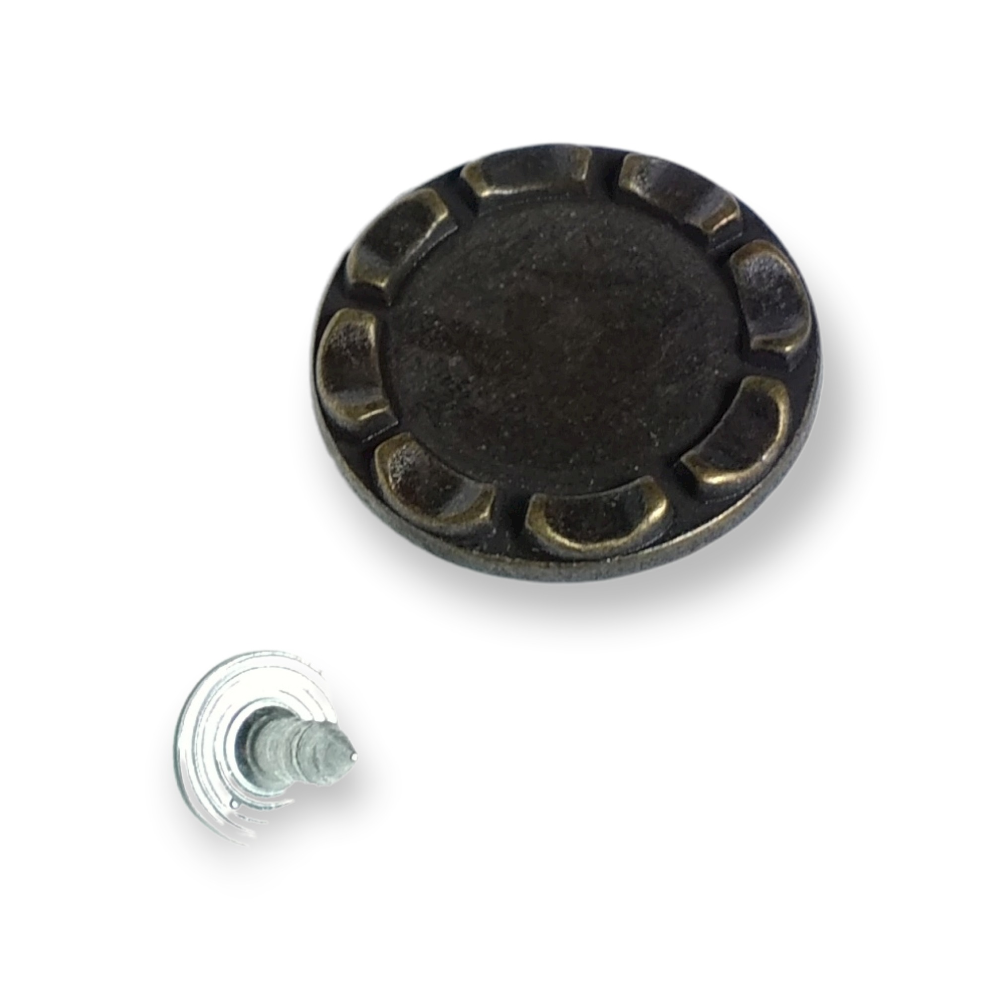 17 mm 28 Boy Kenarları Desenli Mineli Kot Düğmesi E 869