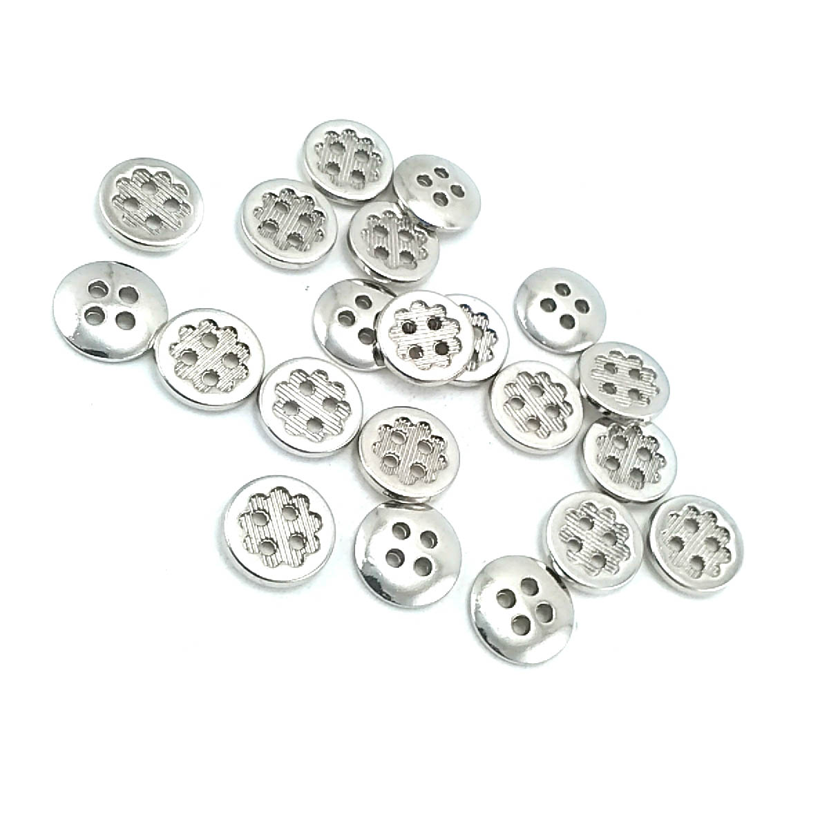 13 mm Çiçek Tasarımlı Çizgili 4 Delikli Dikme Düğme