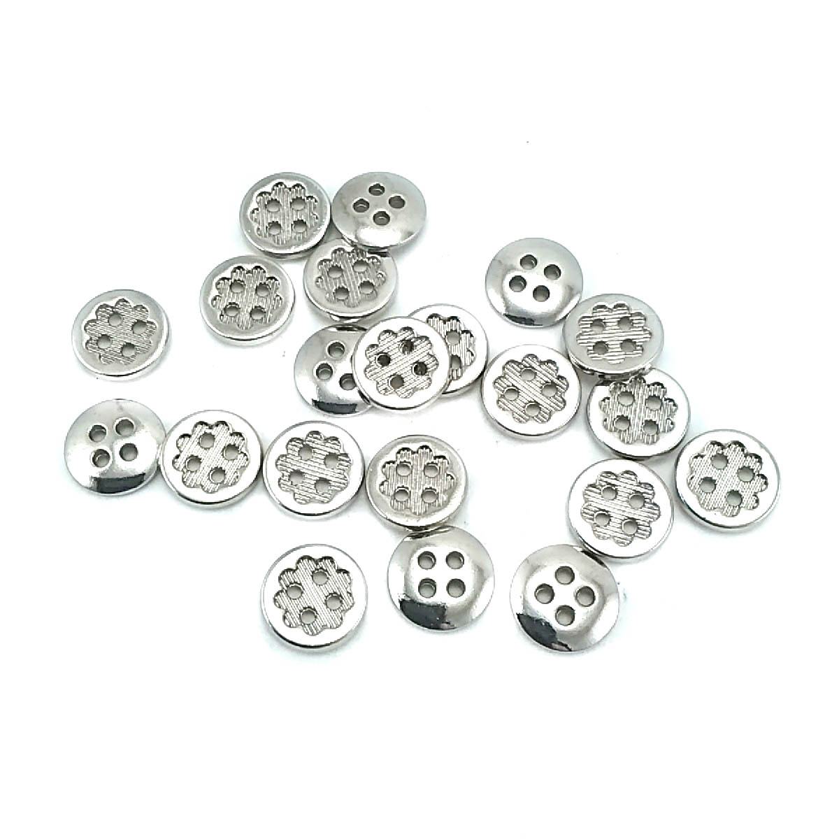 13 mm Çiçek Tasarımlı Çizgili 4 Delikli Dikme Düğme
