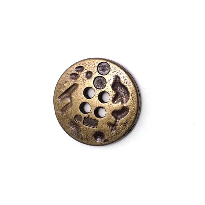 Dört delikli desenli metal düğme 17 mm - 27 boy E 1558