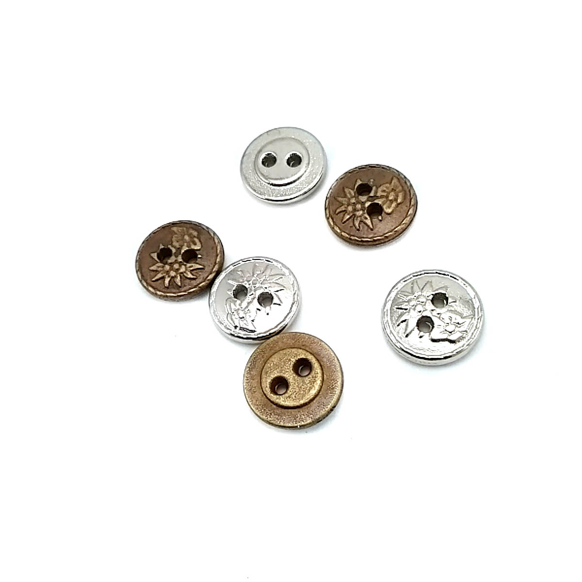 Logolu 13 mm - 21 boy İki Delikli Metal Düğme E 301