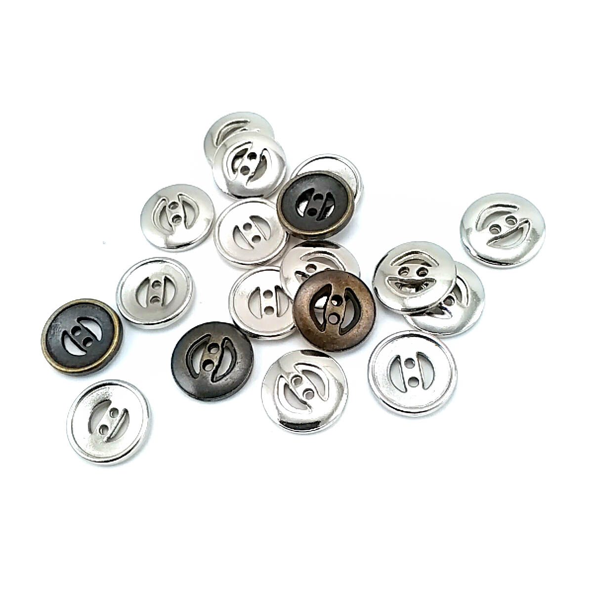 16 mm İki Delikli Metal Düğme 26 lignes