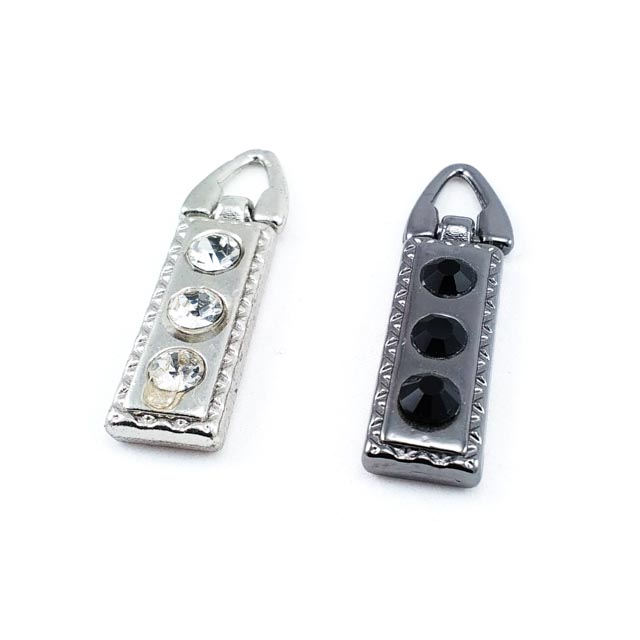 Zipper handles with enamel stone 37 mm x 8 mm E 527