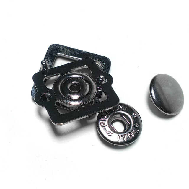 Metal Square Frame Double Track Snap Button 20 x 20mm E 1965